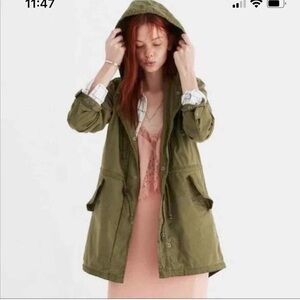 Madewell Tilden Military Jacket Hooded Olive Army Green Utility Women's Size Med